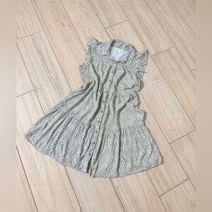 Lucky Brand Sage Green Floral Tiered Dress Size L | Boho Button Front